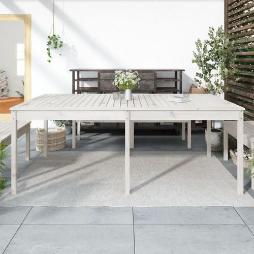 Table De Jardin En Bois Massif De Pin Blanc | 203,5x100x76 Cm, Cadre Stable, Design Intemporel, Pour Terrasse Et Balcon
