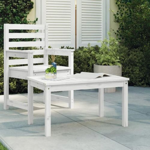 Table De Jardin En Bois Massif De Pin Blanc | 82,5x50,5x45 Cm, Structure Robuste, Compacte, Gain De Place, Multifonctionnelle