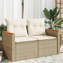 Canape De Jardin En Resine Tressee | 2 Places Avec Coussins Beige, Confortable Et Durable, Housse Amovible, Resistant Aux Intemperies, Gain De Place