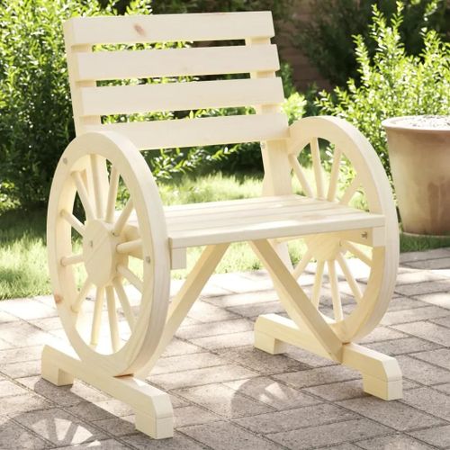 Chaises De Jardin En Bois De Sapin Massif | Lot De 2, 58x58x78,5 Cm, Confortable, Resistant A L'humidite, Design Roue De Chariot