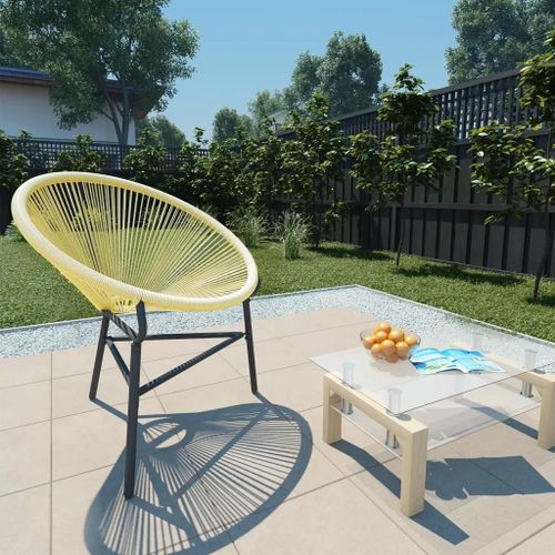 Chaise De Jardin En Resine Tressee Acapulco | Beige, Resistante A L'eau, Cadre En Acier, 110 Kg Capacite, Gain De Place