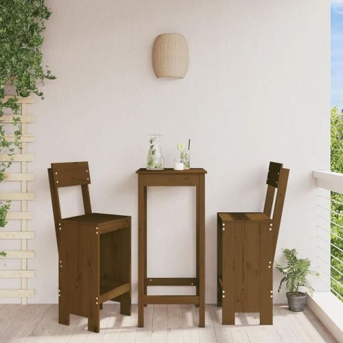 Tabourets De Bar En Bois Massif Pin Lot De 2 | 40x48,5x115,5 Cm Marron Miel, Design Rustique, Confortable Pour Patio Et Balcon, Resistant Aux Intemperies