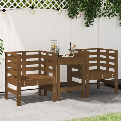 Chaises De Jardin En Pin Massif | Lot De 2, Marron Miel 61.5x53x71 Cm, Compact, Confortable, Resistant Aux Intemperies