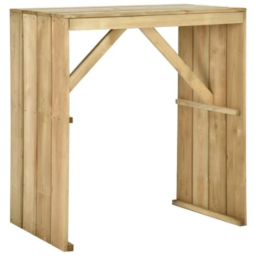 Table De Bar En Bois De Pin Impregne | 100x60x110 Cm, Resistant Aux Intemperies, Design Rustique, Gain D'espace