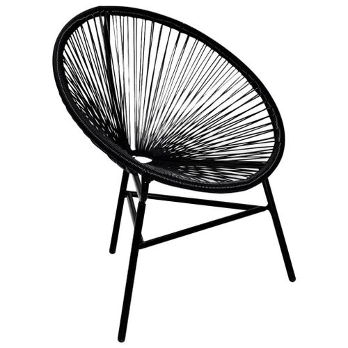Chaise De Jardin En Resine Tressee Noir | Forme De Lune, Design Moderne, Resistant Aux Intemperies, 110 Kg Capacite, Pour Salon Ou Exterieur
