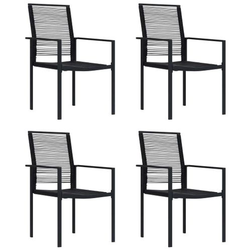 Chaises De Jardin En Rotin Pvc Noir | Lot De 4, Resistantes A L'eau, Cadre Acier Renforce, Confort Ergonomique, 110 Kg Par Siege