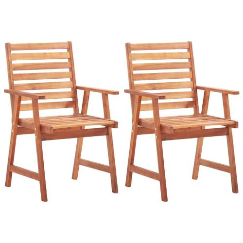 Chaises A Manger D'exterieur En Bois D'acacia Massif | Lot De 2, Resistant Aux Intemperies, Design A Lattes, Poids Max 110 Kg