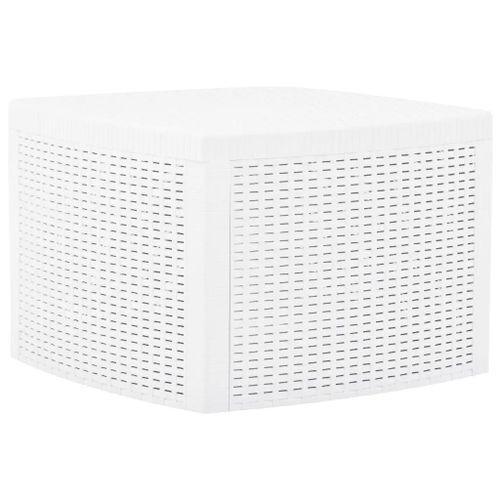 Table D'appoint En Polypropylene Blanc | 54x54x36,5 Cm, Resistant Aux Intemperies, Compact, Multifonctionnel, Gain De Place