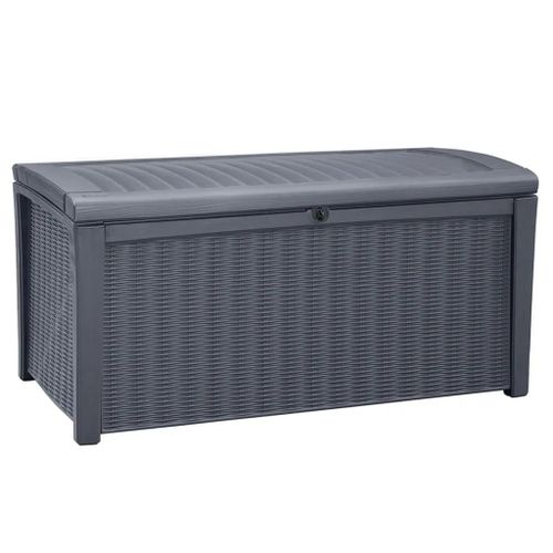 Coffre De Rangement Jardin En Resine Borneo | 416 L, Multifonctionnel, Gain De Place, Resistant Aux Intemperies, Design Rotin Elegant