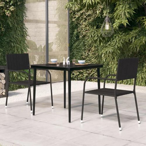 Table A Diner De Jardin En Acier Et Verre | Noir, 80x80x74 Cm, Compacte, Gain De Place, Minimaliste