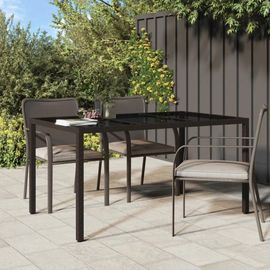 Table De Jardin En Verre Trempe Et Resine Tressee | 150x90x75 Cm, Style Moderne, Solide Et Stable, Facile A Nettoyer, Compact