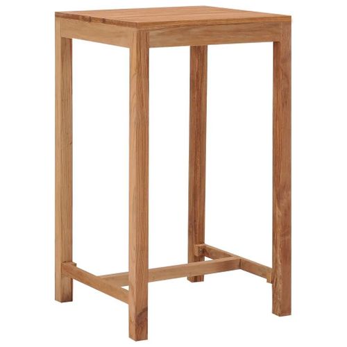 Table De Bar De Jardin En Teck Massif | 60x60x105 Cm, Style Colonial, Resistant Aux Intemperies, Compact
