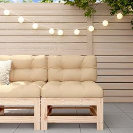 Canape Central En Bois De Pin Massif Avec Coussins | Design A Lattes, Cadre Robust, Confort Optimal, Pour Jardin/Patio/Terrasse, Poids Max 110kg