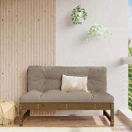 Canape Central En Bois De Pin Massif | 120x80 Cm, Marron Miel, Design A Lattes, Coussin Moelleux, Compact, Gain De Place, Pour Jardin/Patio/Terrasse