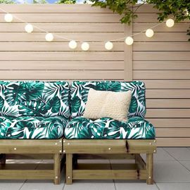 Canape Central En Bois De Pin Impregne | Avec Coussins Moelleux, Design A Lattes, Resistant Aux Intemperies, Pour Jardin/Patio/Terrasse, Cadre Robuste (110 Kg Par Siege)