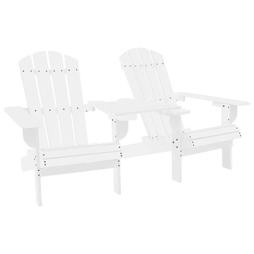 Chaises De Jardin Adirondack En Bois De Sapin Blanc Avec Table | 2 Pieces, Confort Ergonomique, Resistant Aux Intemperies, Capacite 110 Kg