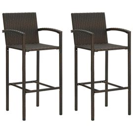 Tabourets De Bar En Resine Tressee Marron | Lot De 2, Compact, Design Elegant, Interieur/Exterieur, Resistant Aux Uv, Poids Max 110kg