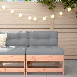Canape Central En Bois Massif Douglas Avec Coussins | Modulaire, Design A Lattes, Cadre Robuste, Confort Optimal Pour Jardin/Terrasse, Poids Max 110kg