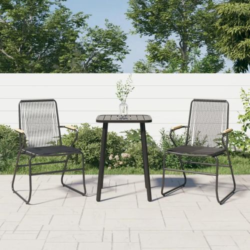 Chaises De Jardin En Rotin Pvc Lot De 2 Noir | 58x59x85,5 Cm, Resistant Aux Uv Et A L'humidite, Cadre En Acier, Confortable