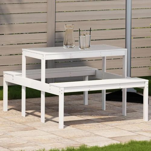 Table De Pique-Nique En Bois Massif De Pin Blanc | 110x134x75 Cm, Resistant Aux Intemperies, Design A Lattes, Compact, Gain De Place, Multifonctionnel Pour Jardin/Terrasse