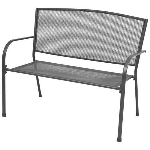 Banc De Jardin En Acier Et Maille Anthracite | 108 Cm, Design Industriel, Resistant Aux Intemperies, Gain De Place