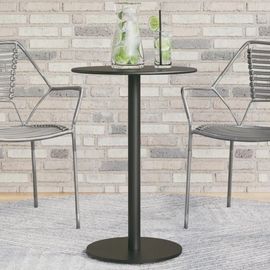 Table De Jardin Ronde En Acier Noir | ?50x72 Cm, Compacte, Design Moderne, Gain D'espace, Cadre Stable Et Robuste