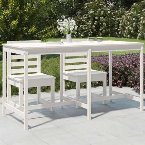 Table De Jardin En Bois Massif De Pin Blanc | 203,5x90x110 Cm, Compacte, Stable, Multifonctionnelle Pour Terrasse Et Balcon