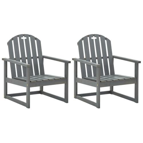 Chaises De Jardin En Bois D'acacia Solide | Lot De 2, Gris, Design Classique, Accoudoirs, Resistance 110 Kg, Durable