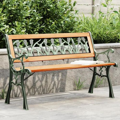 Banc De Jardin En Bois De Sapin Massif Et Acier | 116 Cm, Design Nostalgique, Durable Pour Terrasse Et Jardin, Confort Optimal Avec Dossier Tulipe