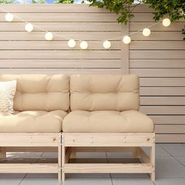 Canape Central En Bois De Pin Massif | Avec Coussin Moelleux, Design A Lattes, Cadre Robuste, 110 Kg Capacite, Pour Jardin/Patio/Terrasse