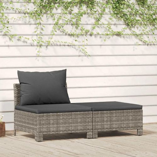 Salon De Jardin 2 Pieces En Resine Tressee Gris | 2 Fauteuils Avec Coussins, Design Moderne, Resistant Aux Intemperies, Leger Et Facile A Deplacer, Charge Max 110 Kg