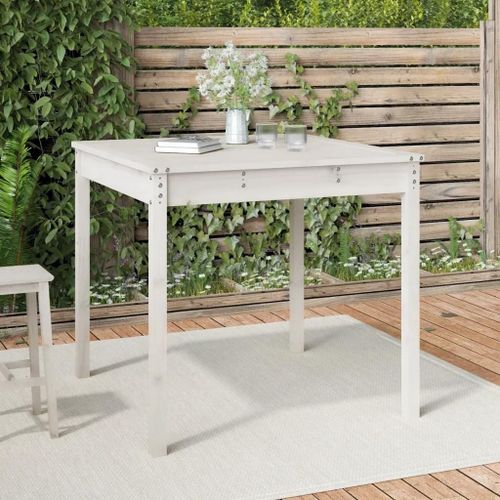 Table De Jardin En Bois Massif De Pin Blanc | 82,5x82,5x76 Cm, Cadre Stable, Dessus Robuste, Multifonctionnel