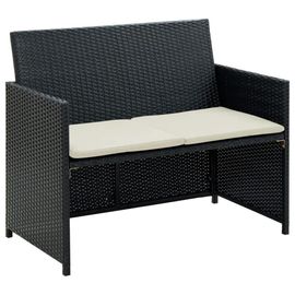Canape De Jardin En Resine Tressee Noir | 2 Places Avec Coussins, Resistant A L'eau, Compact, Gain De Place, Cadre En Acier Enduit