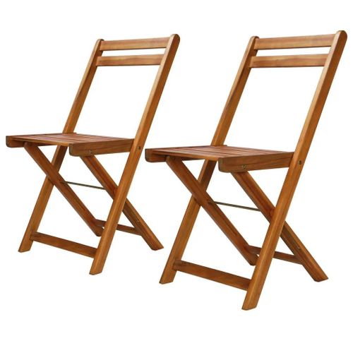 Chaises De Bistro D'exterieur En Bois D'acacia Massif | Lot De 2, Compact, Pliable, Resistant Aux Intemperies, 110 Kg Par Siege