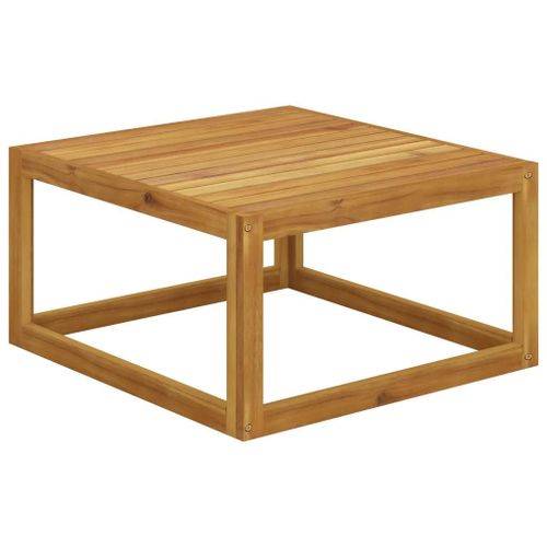 Table Basse En Bois D'acacia Massif | 68x68x29 Cm, Design A Lattes, Resistant Aux Intemperies, Compact Pour Terrasse/Jardin