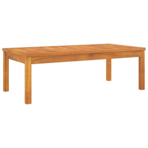 Table Basse En Bois D'acacia Massif | 100x50x33 Cm, Compacte, Design A Lattes, Gain De Place, Exterieur Durable