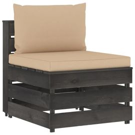 Canape Sectionnel En Bois De Pin Impregne Gris | 3 Places, Design Palette, Resistant Aux Intemperies, Salon De Jardin Ou Interieur, Gain De Place
