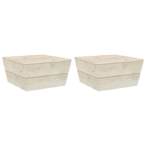 Tables De Jardin En Bois D'epicea Impregne | 2 Pcs 60x60x30 Cm, Modulable, Resistant Aux Intemperies, Salon D'exterieur