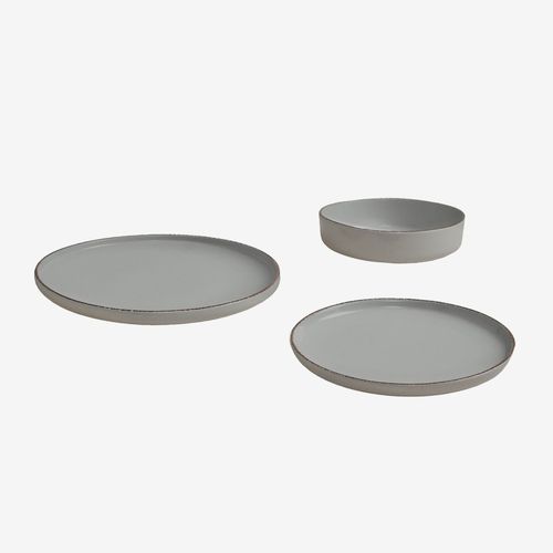 Vaisselle De 12 Pièces En Grès Ronilena Gris Dauphin