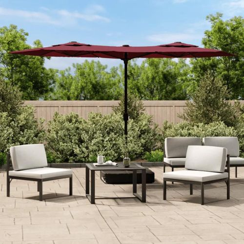 Prolenta Premium - Parasol De Jardin À Double Tête Rouge Bordeaux 316x240 Cm