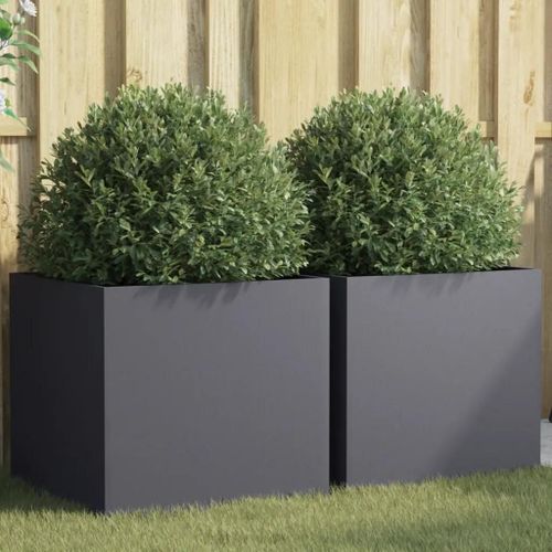 Prolenta Premium - Jardinières 2 Pcs Anthracite 49x47x46 Cm Acier