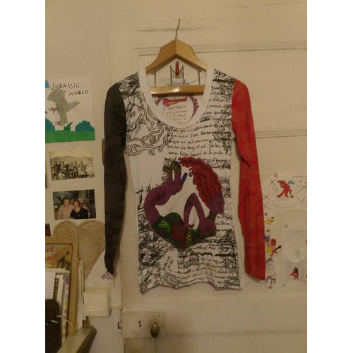 Tee-Shirt Blanc Motifs Colorés 36 S Desigual.
