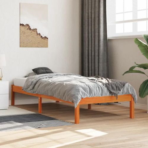 Cadre De Lit Sans Matelas Cire Marron 100x200cm Bois Pin Massif