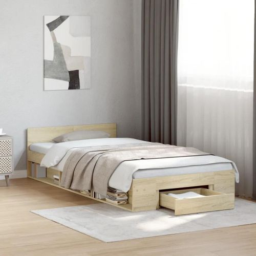 Cadre De Lit Avec Tiroir Sans Matelas Chêne Sonoma 75x190 Cm