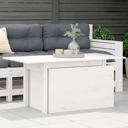 Table De Jardin Blanc 100x50x75 Cm Bois Massif De Pin