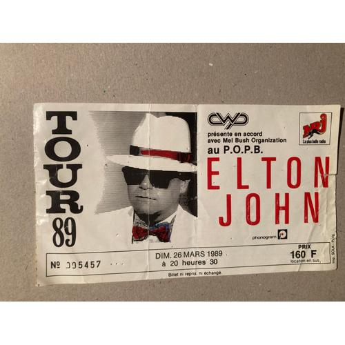 Collector Billet Du Concert Elton John 1989