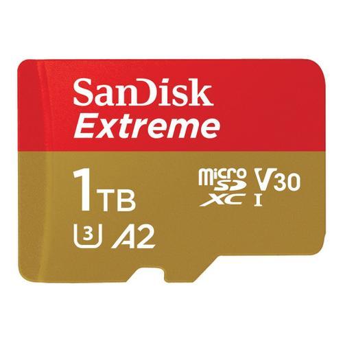 SanDisk Extreme - Carte mémoire flash (adaptateur microSDXC vers SD inclus(e)) - 1 To - A2 / Video Class V30 / UHS-I U3 / Class10 - microSDXC UHS-I