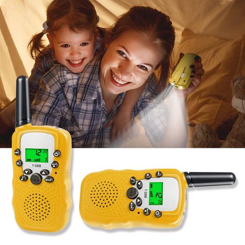 Jouets Pour Garçons Et Filles De 3 À 12 Ans, 2 Pack Talkie-Walkie Pour Enfants, 22 Canaux, Portée De 3 Km Pour Jouets De Camping En Plein Air, Jaune