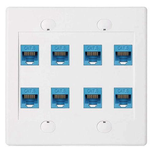 Plaque Murale Ethernet 8 Port - Double Gang Cat6 Prise RJ45 Câble Réseau Façade Femelle à Femelle -