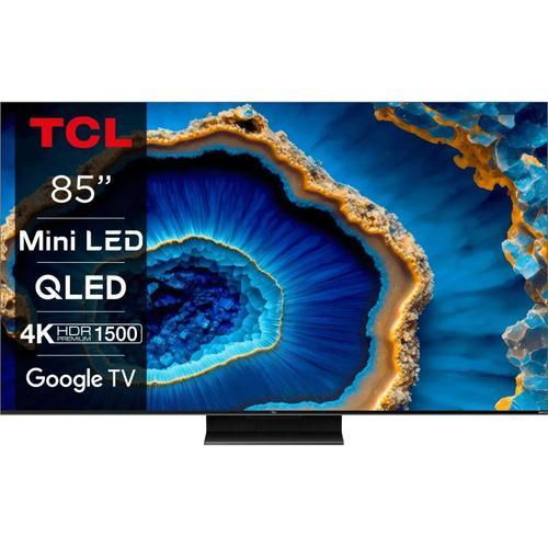 TCL 85MQLED80 85" (216 cm) Mini LED TV, QLED, 4K UHD, HDR, Smart TV, Dolby Atmos, 144 Hz, Google TV, Noir